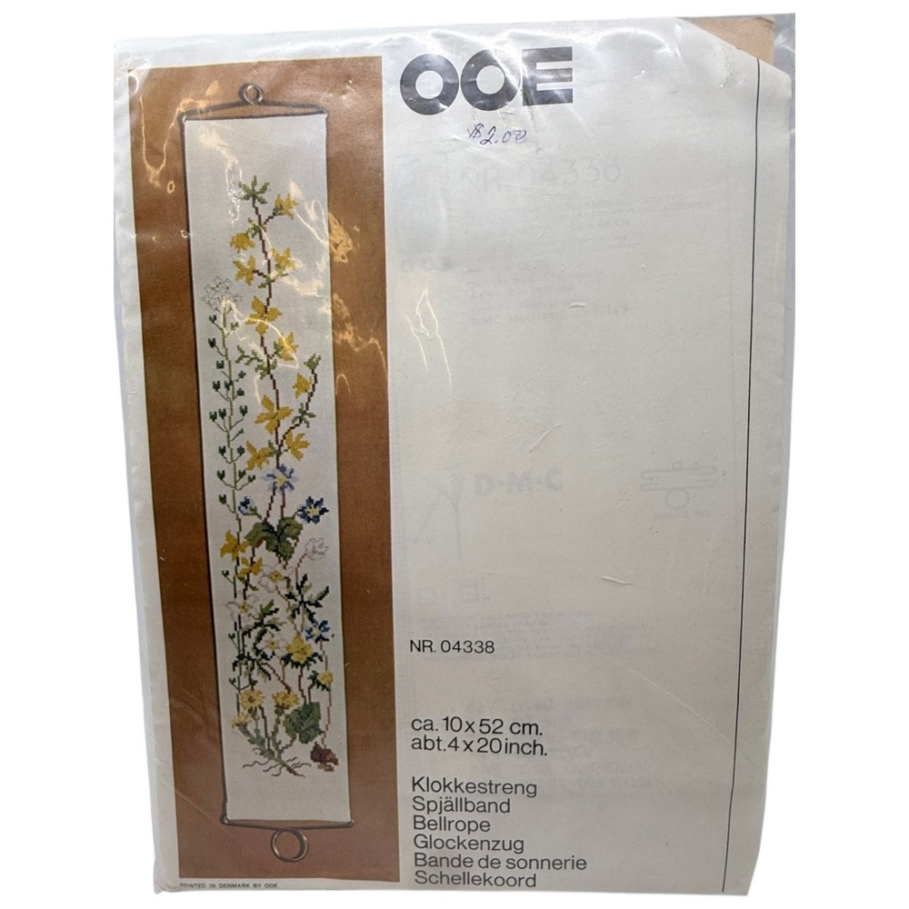 OOE Cross Stitch Kit Bell Pull Wildflowers Floral 04338 White Sz 4x20in